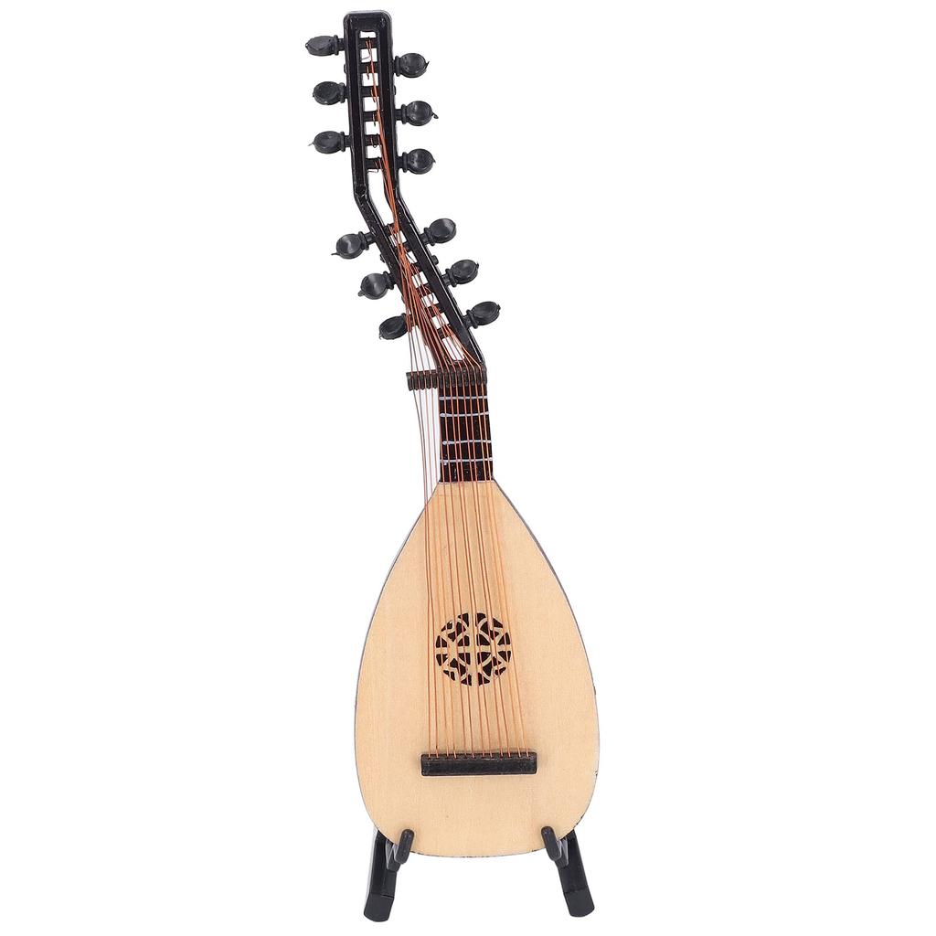 Mini Lute Pipa Model Unique Small Decor Miniature Ornament Musical Instrument Wooden Photo Prop
