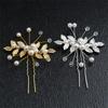 New Elegant Pearl Crystal Hairpin Wedding Bridal U-shaped Metal Hair Comb Forks for Women Hairstyle Clips Jewelry Accessories