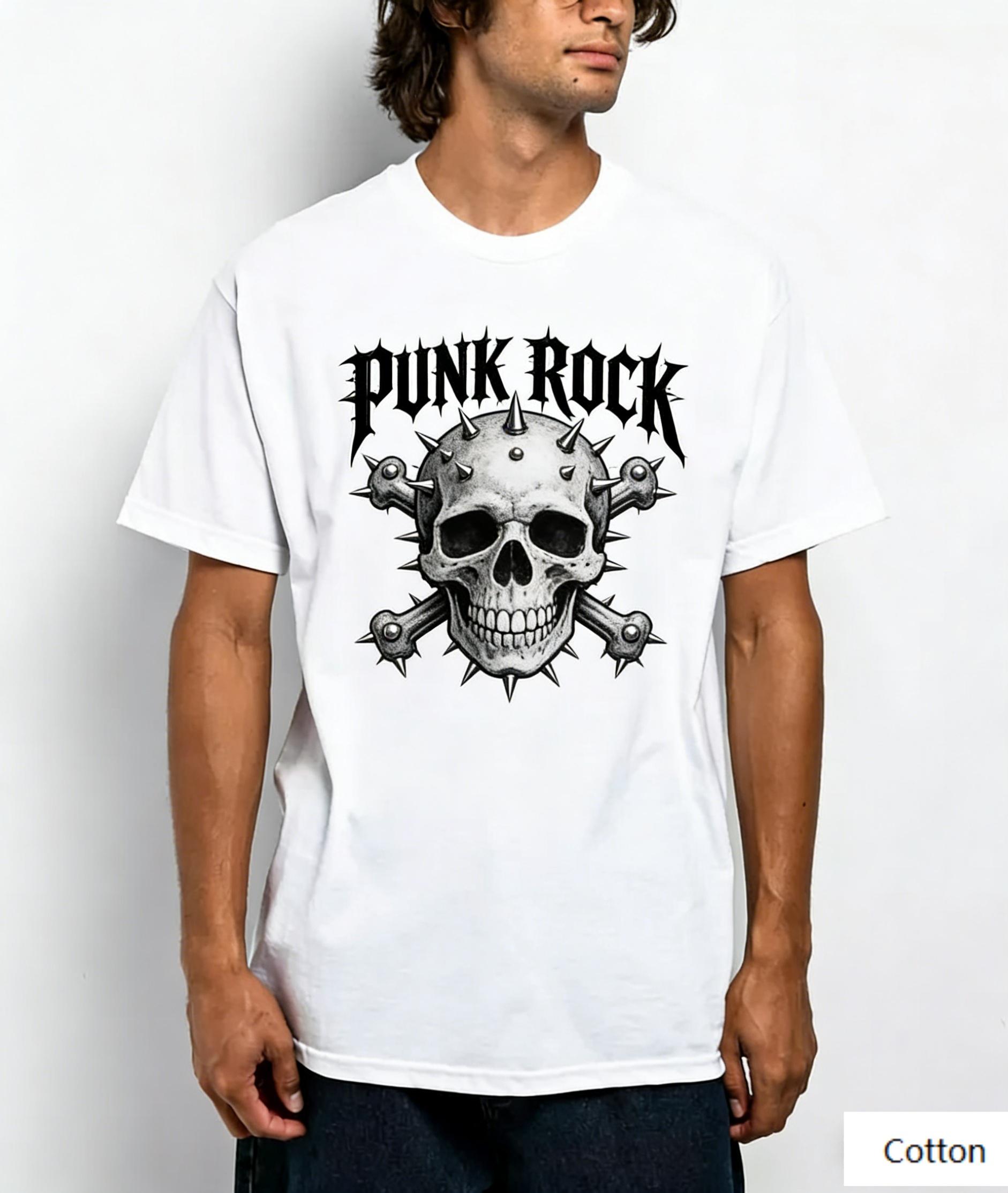Gothic Punk Rock Skull Print Cotton Tee Unisex Hardcore Streetwear Style Premium Soft Top S разноцветный