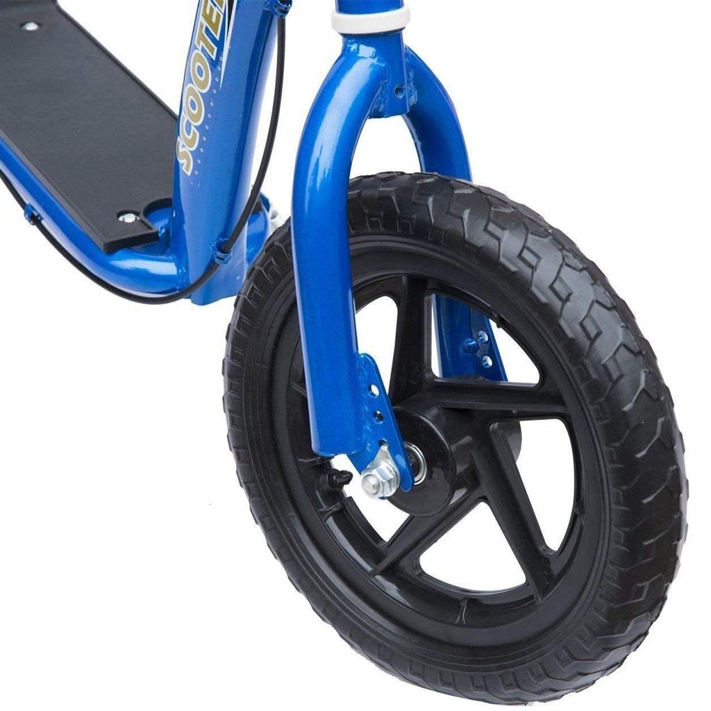 Monopattino per Bambini, con Ruote in EVA da 12", Freno Posteriore, Ruote Grandi, per 5-12 Anni, Blu