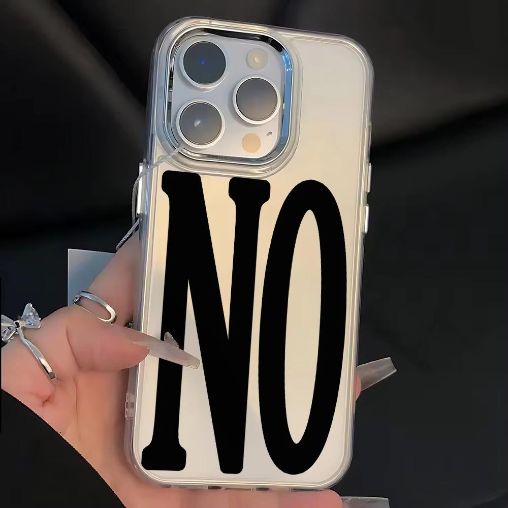 Black White Letters NO and YES Phone Case For iPhone 17 Air 16 e 15 14 13 12 11 Pro Max Plus SE 2020 2022 Back Cover