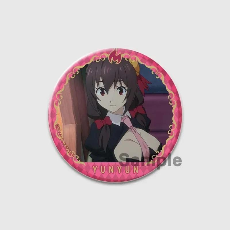 32/44/58mm Anime KonoSuba Brooch Pin Cartoon Figure Megumin Aqua Badge Button Pin Cosplay Souvenir Toy Gift Backpack Clothes Accessories