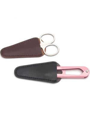 Kompaktes Augenbrauen-Trimscheren-Set mit schützender Ledertasche