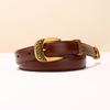 Vintage Engraved Pin Buckle Leather Belt Women'S Alloy Pin Buckle Head Fashion Versatile Jeans Dress Belt