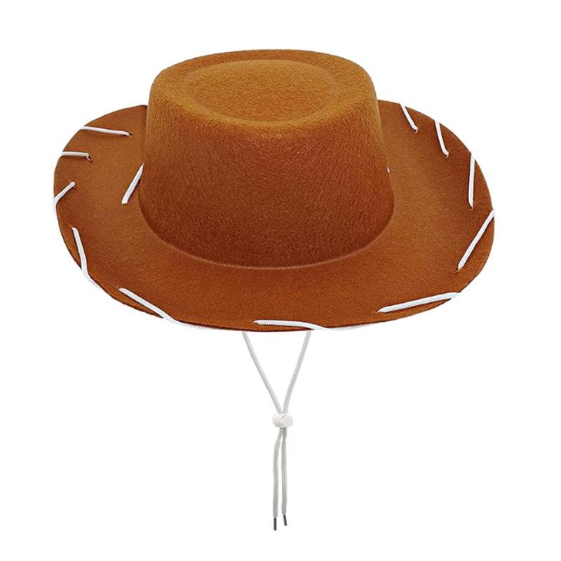 

1PC Children s Cowboy Hat Adjustable Western Big Eaves Felt Cowboy Hat Cool for Costume Accessories Prop Dress-up Party Unisex