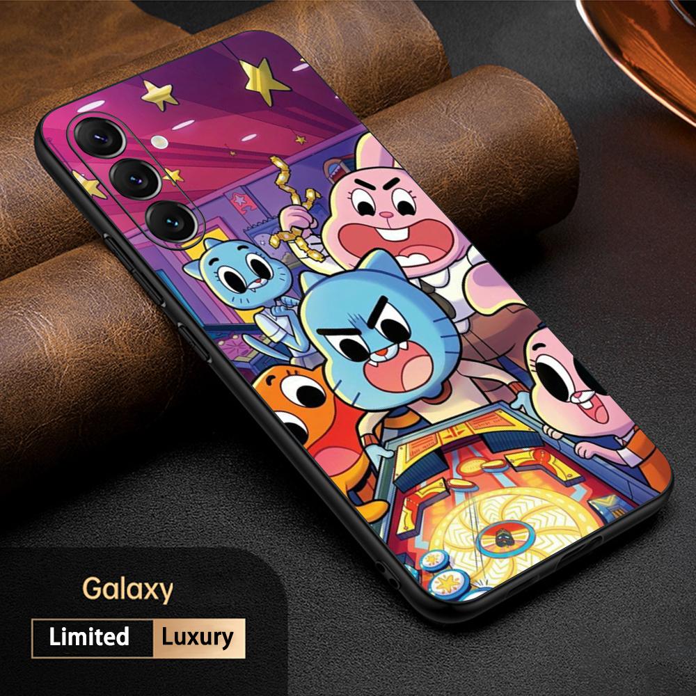 

Cartoon Gumball cute poster pattern Phone Case For Samsung Galaxy S26 S25 S24 S23 S22 S21 Plus Ultra Note20 Soft Black Galaxy S21 Ultra 5G