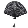 Double Layer Vintage Janpanese Style Lace Hand Folding Fan for Women Performance Gifts Party