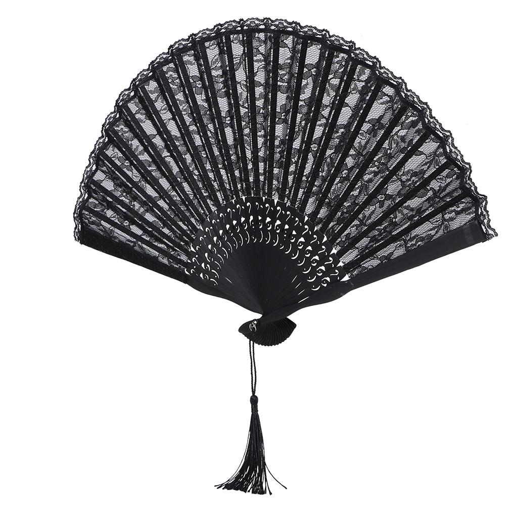 Double Layer Vintage Janpanese Style Lace Hand Folding Fan for Women Performance Gifts Party