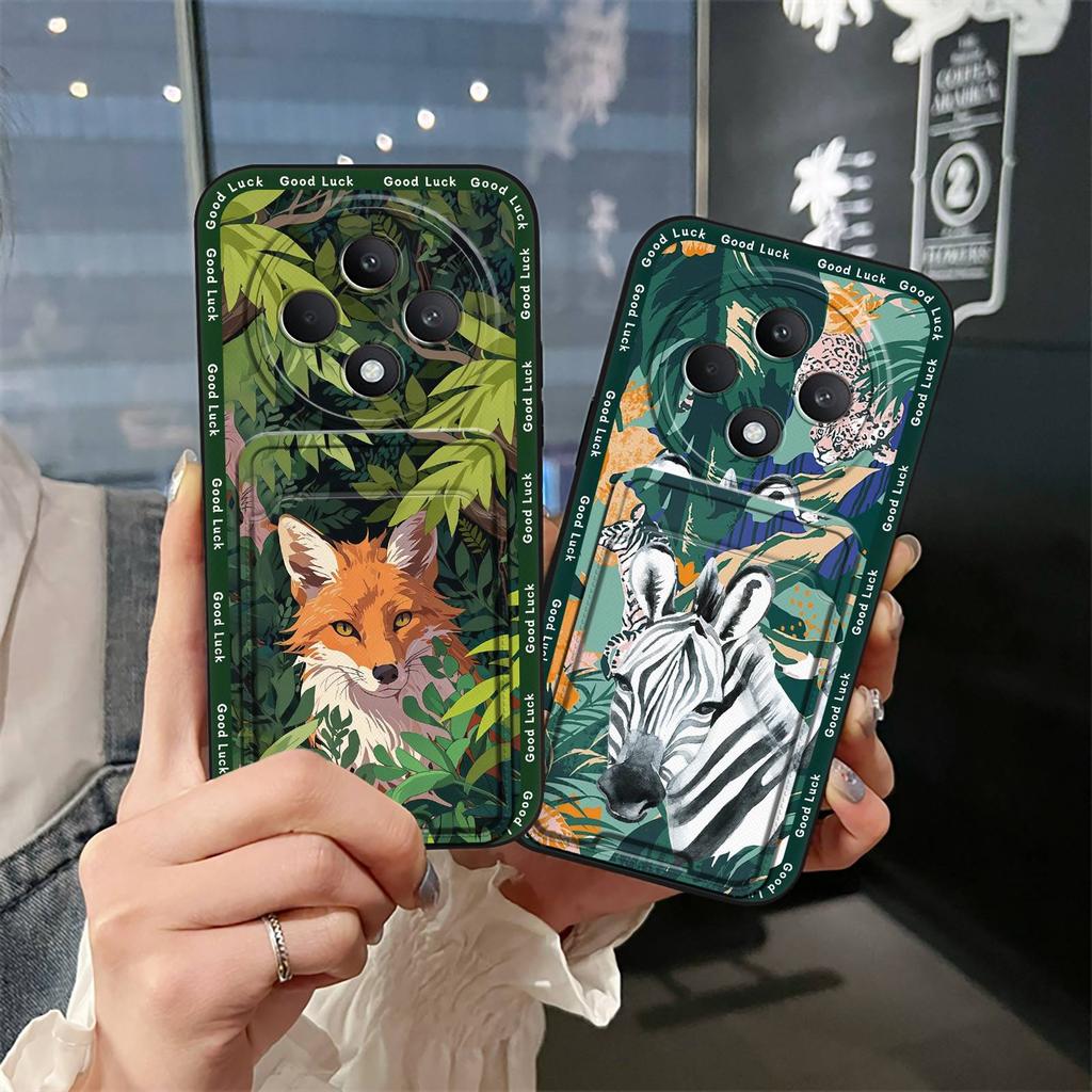Fashion Design Durable Phone Case For OPPO Reno12F 5G/Reno12 FS/F27 5G Card Bag Anti-knock Card Slot Cartoon Silicone