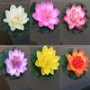 10cm Artificial Lotus Flowers Set of 6 Pcs Realistic Plastic Water Lily Decorations for Indoor Outdoor Use with Floating Green Leaf Base