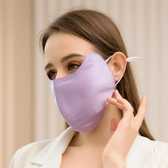 Women's 100% Mulberry Silk Sun Mask - Breathable, Anti-UV, Double Layer, Full Face Coverage for Summer Cycling.