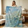 Soft Flannel Blanket with Dreamy Wildflower Sky Oil Painting Print All Season Warm Cozy Throw Blanket for Couch Sofa Bed Office Living Room Travel Hom