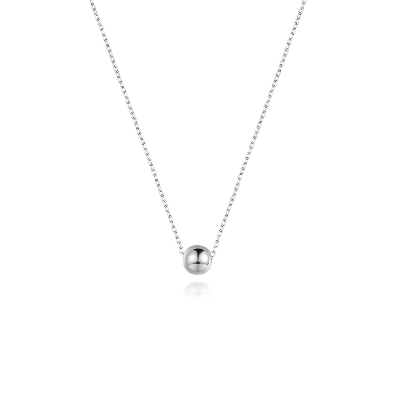 

Sterling Silver Gold Plain Beads Pendant Long Chain Necklace Choker Small Definite New Luxury Fine Jewelry серебряный