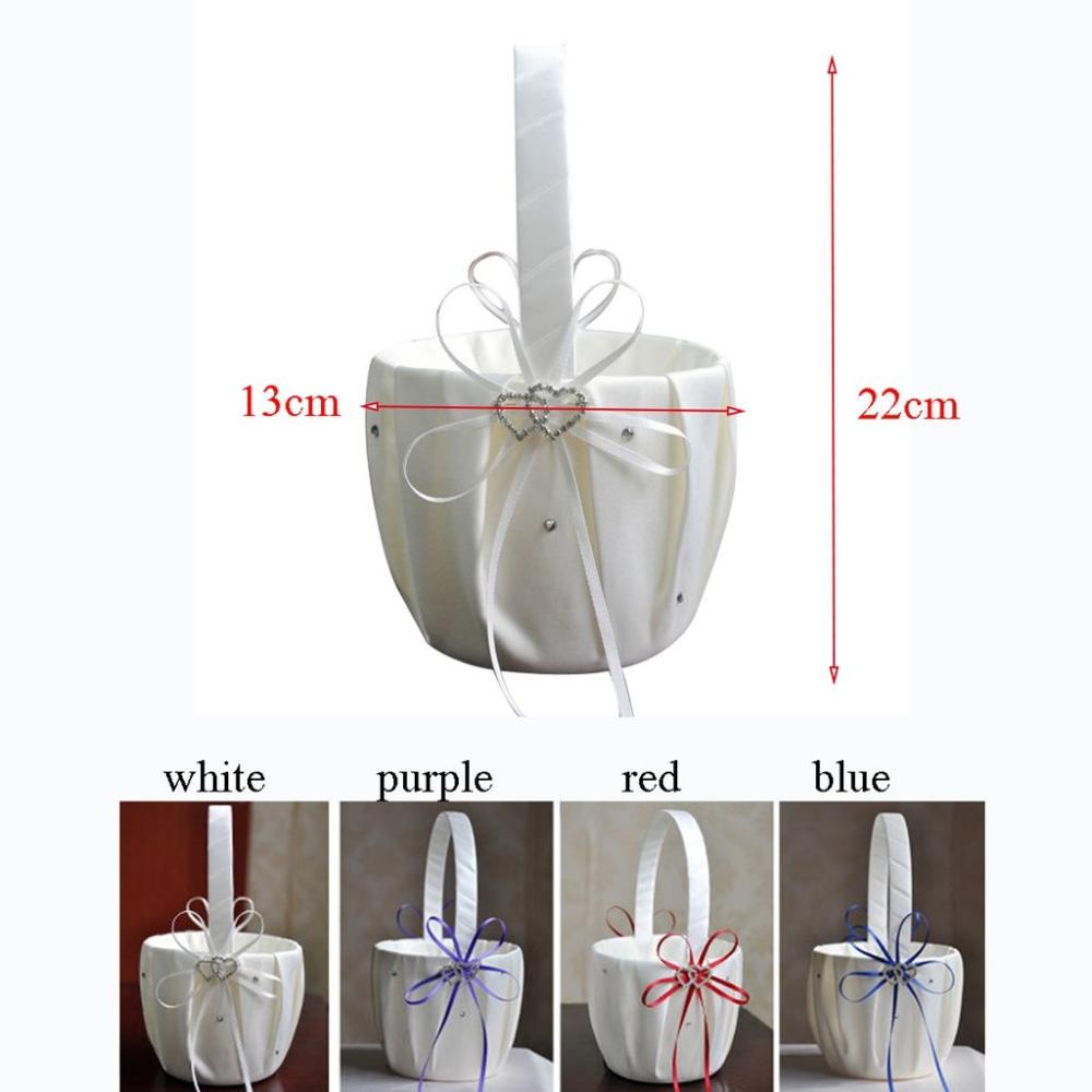 Double Bow Flower Girl Bridal Gift Flower Basket Party Decor Wedding Supplies Ring Pillow Basket