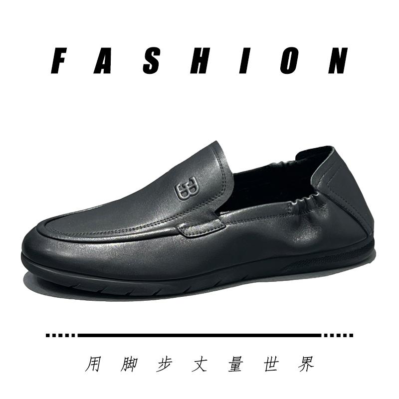 

2026 Spring Summer New Classic British Street Wear Style Loafers For Men s Genuine Leather Hight Quality Slip-On Casual Shoes 43 чорний