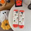 Halloween Coral Velvet Women's Socks Don't Shed Hair Cartoon Warm Middle Socks
