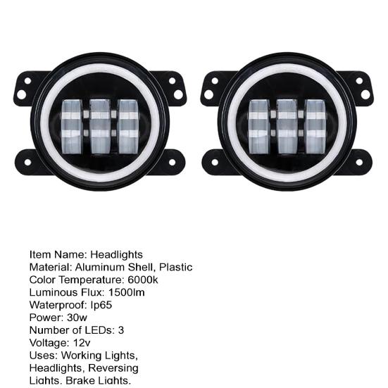 2Pcs Universal LED Fog Lights High Brightness Long Lifespan Perfect Fitting Headlights for Jeep JK TJ