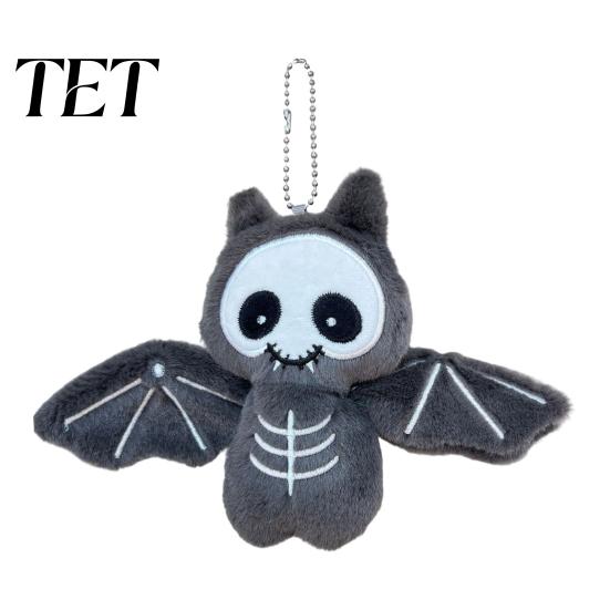 Soft PP Cotton Pendant Plush Bat Keychain, Cute Stuffed Skeleton Bag Charm, Gothic Backpack Decoration for Kids Spooky Animal Key Ring Accessory