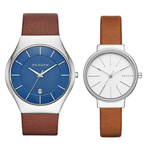

Skagen SKAGEN pair watch leather belt blue silver wristwatch unisex SKW6160 SKW2479 men s women s [item]