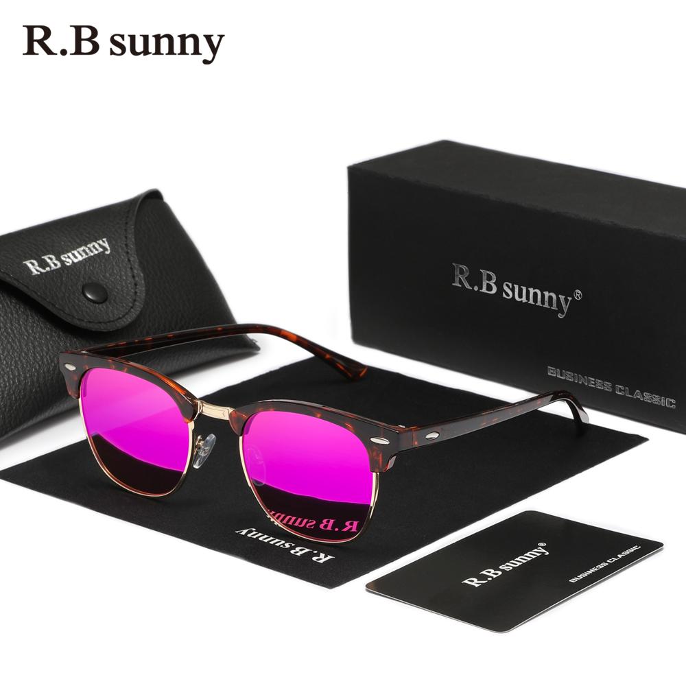 RBsunny Módne HD Zrkadlové Šošovky Slnečné Okuliare Pánske Šoférske Outdoorové Polarizované UV400 Okuliare Okrúhle PC Zliatinové Dámske Okuliare