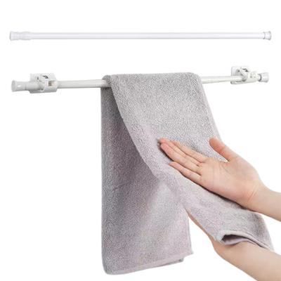 Barra de cortina de ducha extensible, telescópica, sin taladros, ajustable, para baño, cortina de gasa, toalla