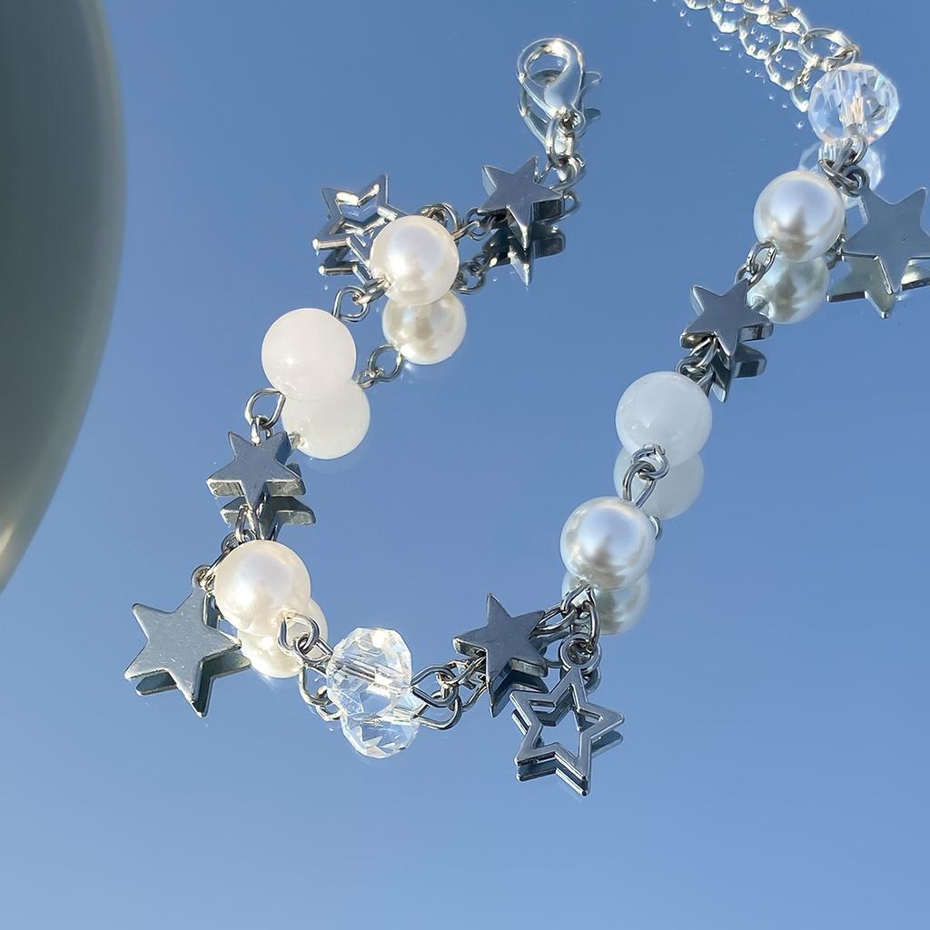 Zestaw Bransoletka z Wisiorkiem Gwiazda i Frędzlem, Wszechstronna Magnetyczna Bransoletka Serce i Gwiazda