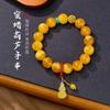 Second-generation Amber Bracelet for Men and women12MM Chicken Oil Yellow Beeswax Gourd Ornament Light Luxury Niche Exquisite Fortune Bracelet