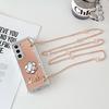 Applicable to Samsung ZFold7 mirror folding mobile phone case zfold5 oblique span chain camellia rhinestone mirror protective case female