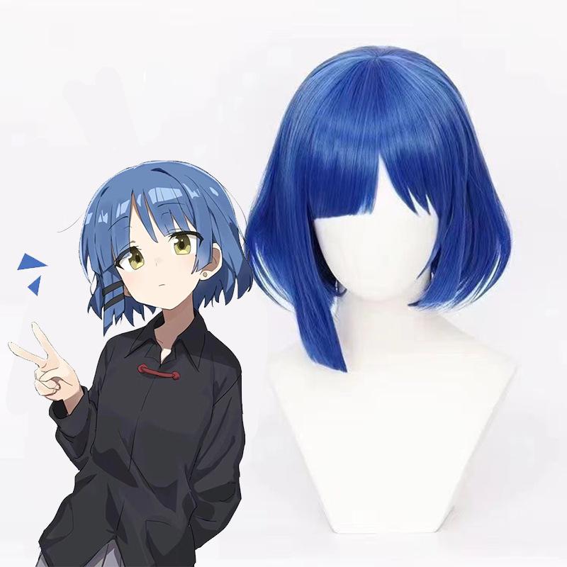 Bocchi la Roccia! Parrucca Cosplay Ryo Yamada, Parrucca Blu Bob in Fibra ad Alta Temperatura