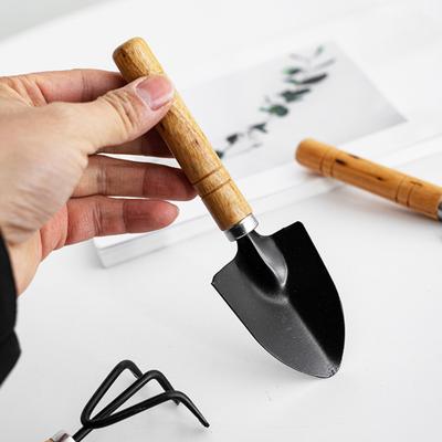 3 Stück/Set Kleine Gartengeräte Holzgriff Handschaufel Rechen Kelle Robuste Metall Gartenhandwerkzeuge für Balkon Sukkulenten Blumentöpfe Bepflanzung