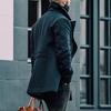 Men Fall Winter Trench Coat Double-breasted Solid Color Buttons Lapel Thick Long Sleeve Mid Length Cardigan British Style Windproof Men Jacket Coat