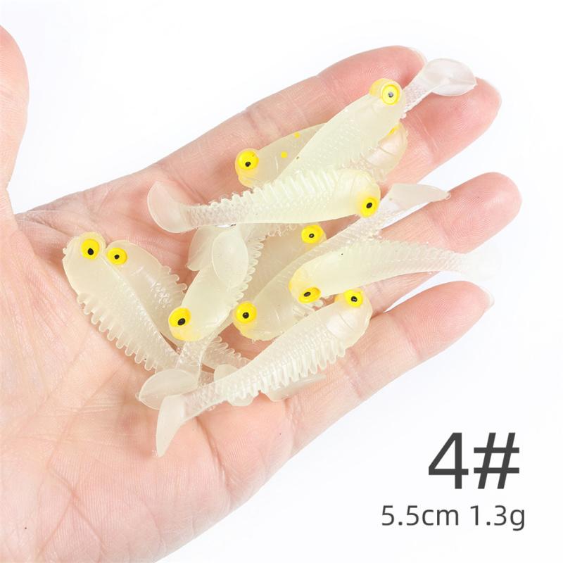 10pcs/pack Silicone Fishing  Bait Fishing Lure Set 5.5cm1.5g T-tail Soft Bait