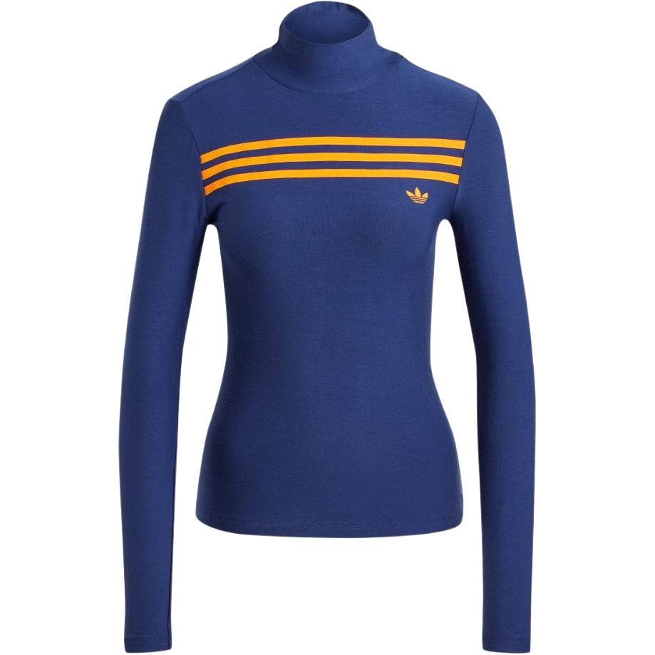 

Adidas Originals 70S Striped Turtleneck Long Sleeve T-Shirt Women Tops Night-Blue JN8315 XS