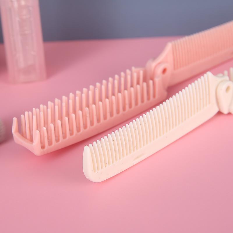 Portable Dual-Use Folding Comb: Fine & Wide Teeth for Women’s Straight Hair, Large Size for Travel and Home Hairdressing.