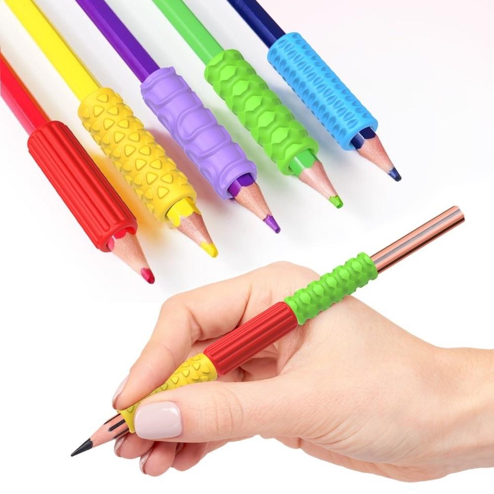 5PCS Ergonomic Writing Aid Pencil Holder Grip Soft Silicone Handwriting Tool Pen Grips  Kids Toddler