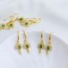 18K Gold-Plated Peacock Ear Hook & Pendant Set with Pearl Base and Zirconia Studs - DIY Earring Accessories