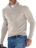 2025 Men's Casual Long Sleeve V-neck Fleece Zipper Polo Shirt