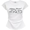 Women's Embroidered Letter Side Slit T-Shirt