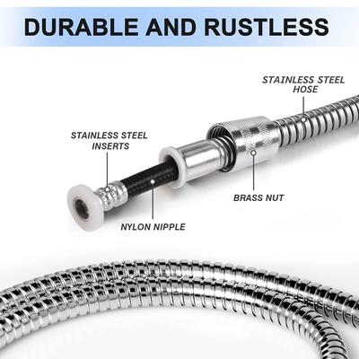 Tuyau de Douche Flexible Long en Acier Inoxydable Chiffré 1,5/3M Extension de Tuyau d'Eau Tuyau de Plomberie Tube à Tirer Accessoires de Salle de Bain