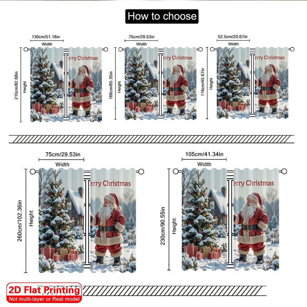 2pcs 2D flat printing Merry Christmas Popular Party Window Curtains Merry Christmas Snowing Santa House Fabric Without