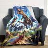Jurassic Dinosaur Prehistoric Scene Print Fleece Blanket Soft Cozy Throw Blanket for Sofa Couch Bed Animal Lover Home Decor