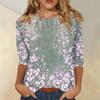 Women's Casual 3/4 Sleeve Floral Print Round Neck Top Lightweight Soft Fabric Comfortable Fit Stylish Design Suitable for Everyday Wear