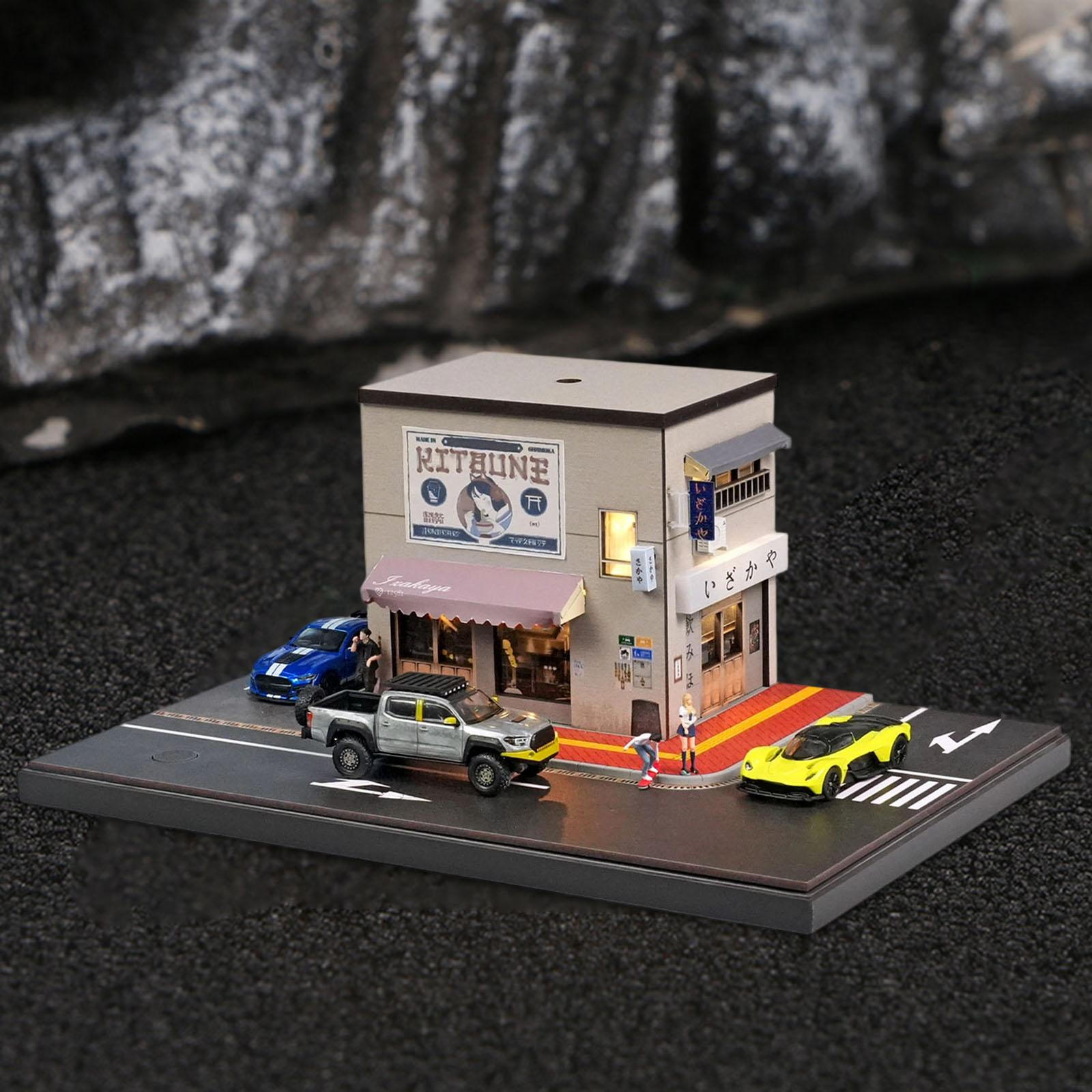 

1/64 Scale Model Car Display Case Showcase Organizer Izakaya Diorama Decorative with Light