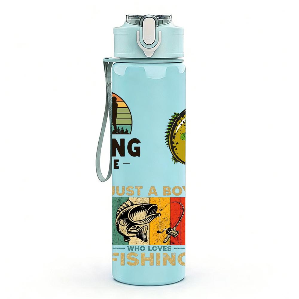 1PC Multiple Fishing Angler Collage Layout 750ml Color Plastic Water Bottle Leakproof Flip Straw Lid For Sports Office Home Use