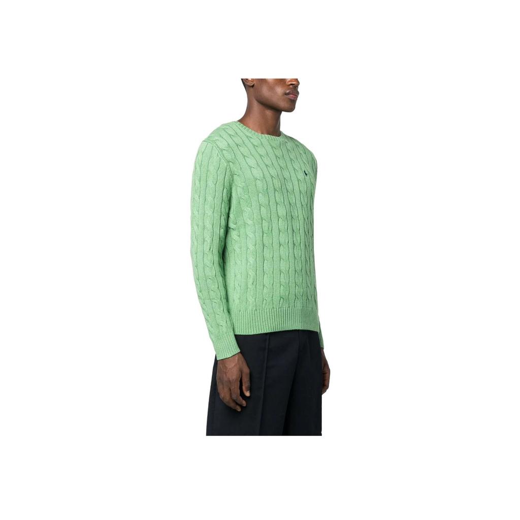 Polo Ralph Lauren Solid Color Logo Embroidered Cable Knit Crew Neck Sweater Men Sweater Green 710775885-052