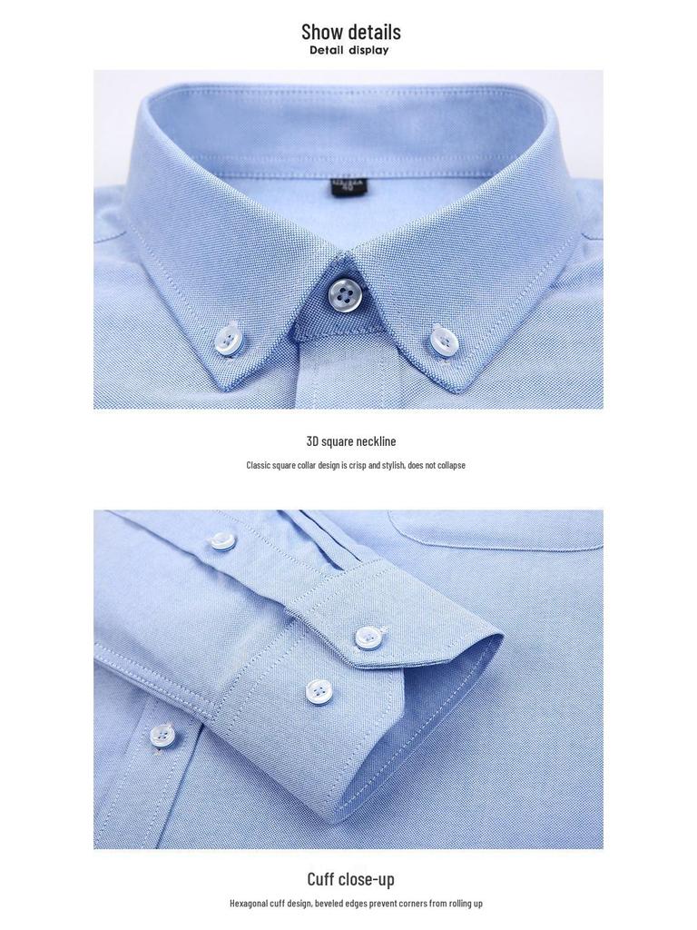 Oxford Men's Long Sleeve Printed Business Shirt - Slim Fit Turn-Down Collar