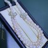 Elegant Bow Pearl and Diamond Necklace for Women