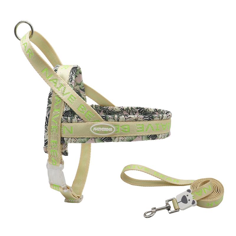 Colorful Floral Printing Padded Harness for Dogs Adjustable No-pull Nylon Pet Walking Training Vest for Small Medium Large Dogs