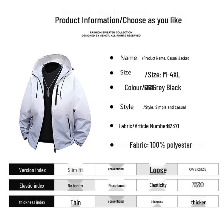 2025 Men's Casual Hooded Windbreaker Jacket - Spring/Autumn Trend