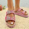 New Summer Rhinestone Platform Slippers - Women’s Plus Size Belt Buckle Slides for Outdoor Wear